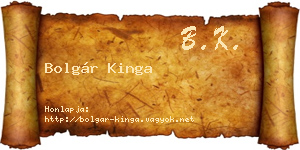 Bolgár Kinga névjegykártya